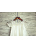 Short Sleeves Ivory Lace Chiffon Cute Flower Girl Dress Short Sleeves Ivory Lace Chiffon Cute Flower Girl Dress